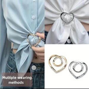 NWT! 1pc Exquisite Knotted Heart Rhinestone Brooch - Elegant Scarf Clip.
